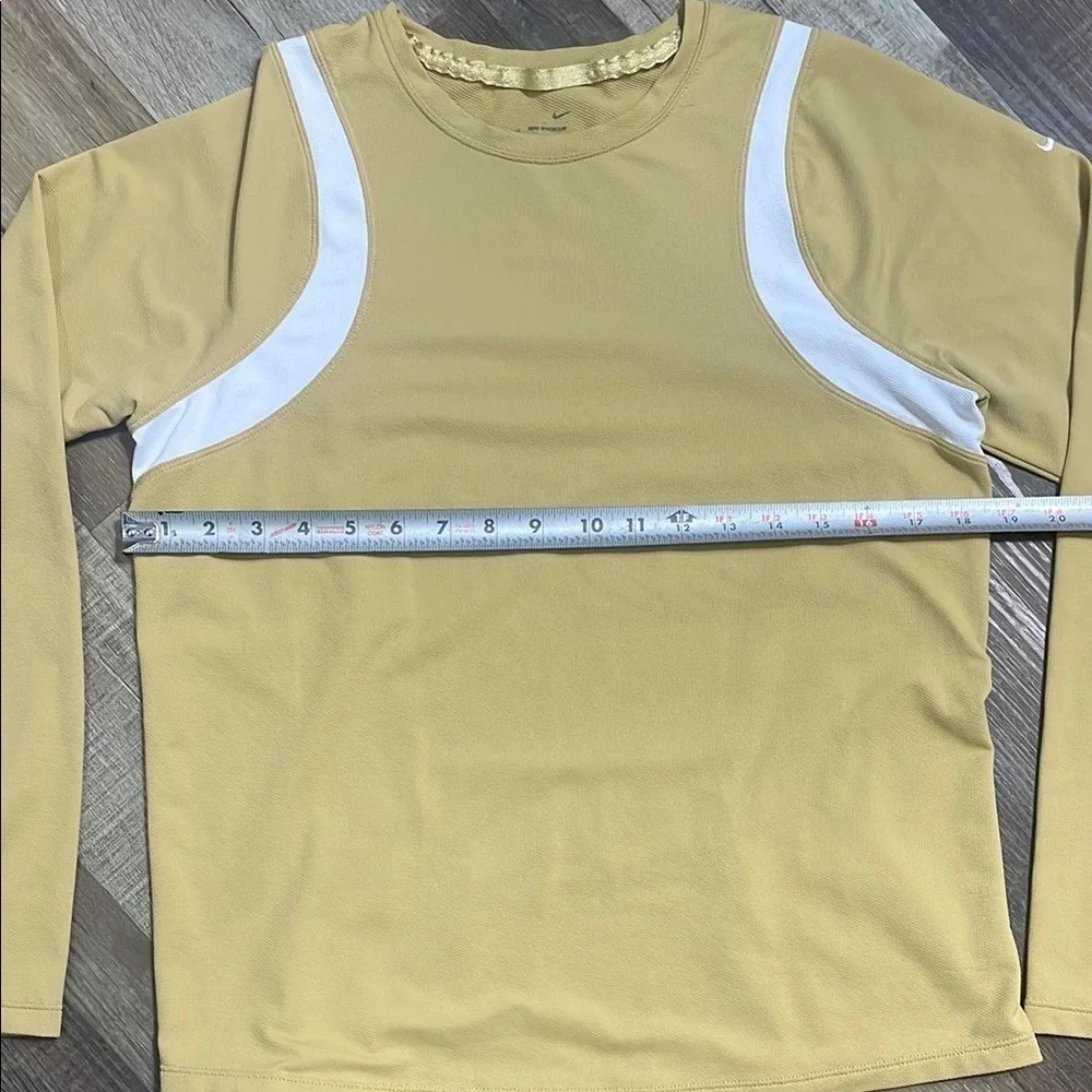 Nike Sphere Dry Long Sleeve Athletic Top Gold‎ White Women Size L